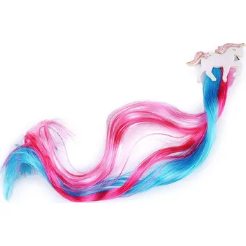 Pramínky vlasů se sponou jednorožec - 3 modrá sytá růžová