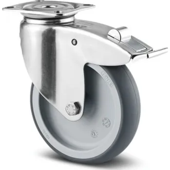 Dvoukolový ruční vozík Nerezové přístrojové kolečko PJO 100, otočné s brzdou,plotýna