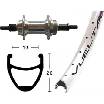 Plášť na kolo OEM zadní zapletené kolo 26x1.9' NUT pevná osa Vuelta Airline 1 (stříbrná)