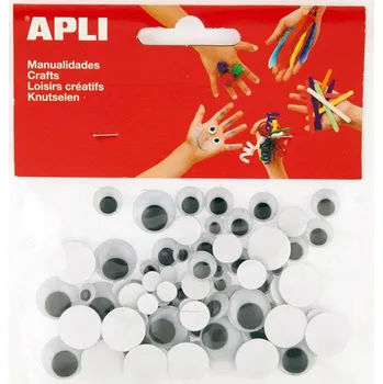 Apli Oči samolepicí kulaté černé bez řas mix velikostí 100 ks