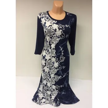 Dámské šaty Šaty s modrým rukávem KVÉRA xl, Barva Modrá, Velikost XXXL 54, Materiál 98% Polyester 2% Lycra