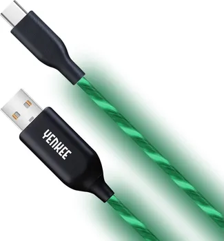 Datový kabel Yenkee YCU 341 GN LED USB C 1 m zelený