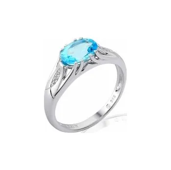 Prsten Klenoty Budín Prsten s diamantem, bílé zlato briliant, modrý topaz (blue topaz) 3861897-0-53-93 (Klenoty Budín Prsten s diamantem, bílé zlato briliant, modrý topaz (blue topaz) 3861897-0-53-93)
