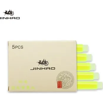 Náplň do psacích potřeb Inkoust Jinhao, bombičky dlouhé, 5ks - neonově žlutý