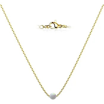 Náhrdelník NUBIS® Zlacený ocelový náhrdelník s opálem - kulička 5 mm - NBP62-OP17