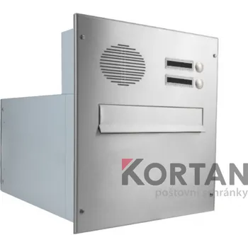 Poštovní schránka 1x poštovní schránka B-242 k zazdění do sloupku + čelní deska s 2x zvonkem a HM URMET - NEREZ / šedá