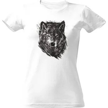 Dámské tričko Tričko s potiskem Vlk černobílý dámské