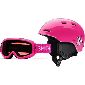 Cyklistická přilba Helma + brýle Smith ZOOM JR/GAMBLER Pink Skates / RC36 velikost YM