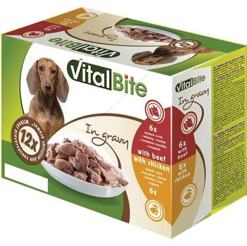 Krmivo pro psa Recenze Vitalbite Kapsička pro psy s hovězím a kuřecím masem 12x 85 g 1,02 kg