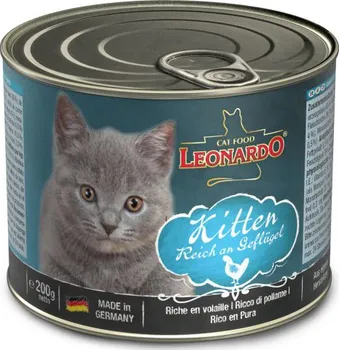 Krmivo pro kočku LEONARDO Cat Food Kitten konzerva Rich in Poultry/Beef