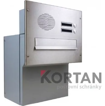 Poštovní schránka 1x poštovní schránka F-042 k zazdění do sloupku + čelní deska s 2x zvonkem a přípravou pro HM - NEREZ / šedá