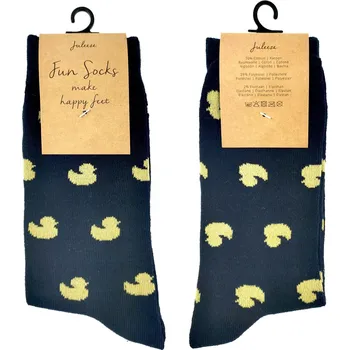 Dámské ponožky Veselé černé ponožky s kačenkami - 35-38