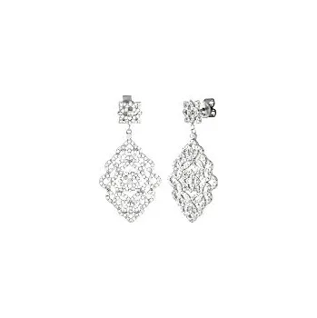 Náušnice Náušnice stříbrné rhodium Kosočtverce s ornamenty a s třpytícími zirkony