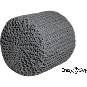 Sedací pytel Pletený puf CRAZYSHOP CYLINDER, šedá (ručně pletený)