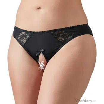 Dámské erotické prádlo Kalhotky s otevřeným rozkrokem, krajkou a mašličkami Cottelli, XXL