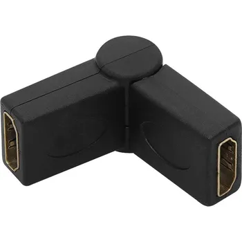 Video kabel LED21 SPOJKA HDMI OHEBNÁ ROHOVÁ HDMI SAMICE - HDMI SAMICE, GOLD