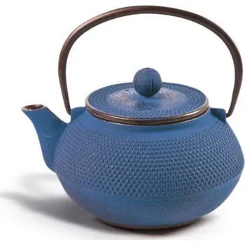 Konvice na čaj Čajová zahrada Japonská litinová konvice Nikko - modrá 800ml s podložkou
