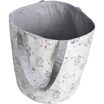 Dětská postýlka Eva Kiedroňová Látkový košík s oušky - Sloník červený s šedou / Šedý s bílými tečkami