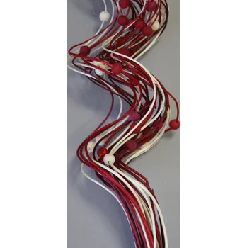 Curly ting dřevěný korálek 80cm mix bílá/červená