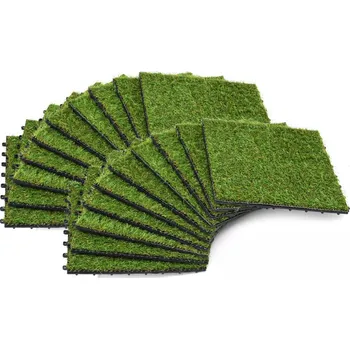 umělá květina Vidaxl Dlaždice s umělou trávou 30 x 30 cm zelené