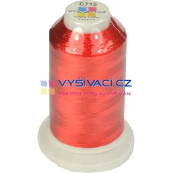 Nit vyšívací nit červená C715 návin 1000m viskóza nitě - počet kusů: 1 kón návin 1000m 36,30 Kč s DPH za kón při nákupu balení 10 kusů