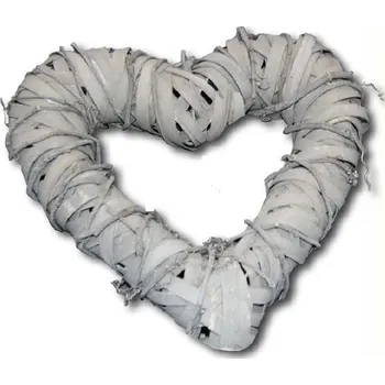 Srdce kůra pletené šedé 30 cm