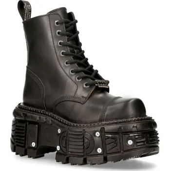 Pánská zimní obuv boty kožené unisex - CRUST NEGRO - NEW ROCK - M.TANK083-C1