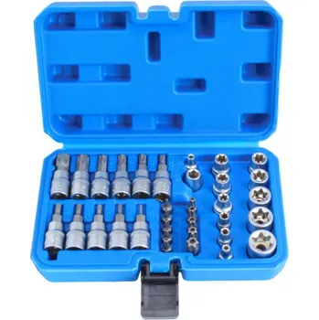 Klíč SATRA Nástrčné klíče TORX E4-E20, 3/8'', sada 34 ks T10-T60