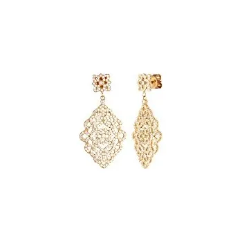 Náušnice Náušnice stříbrné pozlacené růžovým zlatem Kosočtverce s ornamenty a s třpytícími zirkony