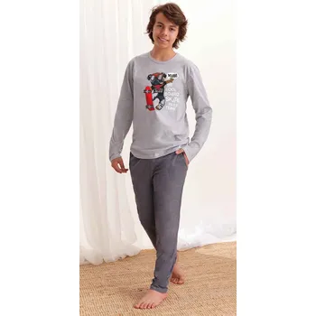 Chlapecké pyžamo Taro, chlapecké pyžamo 1175-Karol, dlouhý rukáv, šedá, vel. 146