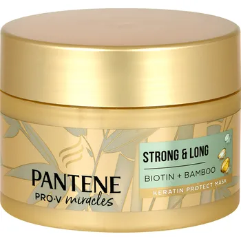 Vlasová regenerace Pantene Strong & Long Bambus a Biotin obnovující keratinová maska proti vypadávání vlasů 160 ml