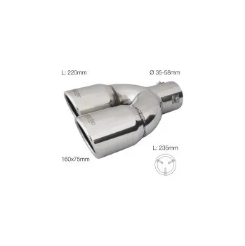 Koncovka výfuku Simoni Racing koncovka výfuku dvojitá LEVÁ kulatá nerez (průměr 2x70mm, délka 220mm)