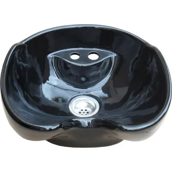 Kadeřnické křeslo Kompletní sada umyvadla pro mycí box Hairway New York - keramické, černé (57-01 komplet) + dárek zdarma