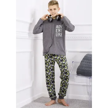 Chlapecké pyžamo Taro, chlapecké pyžamo 1176-Gniewosz, dlouhý rukáv, šedá, vel. 146