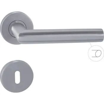 Dveřní kování klika MP - VERTICAL - R Provedení: klika/klika na rozetách (bez spodní rozety), Povrch: BN - broušená nerez 8584138395518