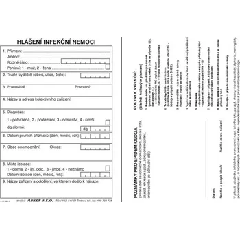 Tiskopis Hlášení infekční nemoci
