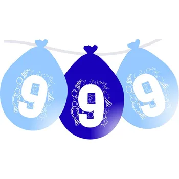 Party dekorace Balonky narozeniny číslo 9, visící 5ks modré balonky.cz b80069