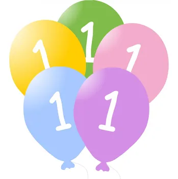 Party dekorace Narozeninové balonky s číslem 1, 5ks - balonky.cz b80081