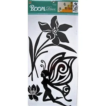 Samolepící dekorace pokojová samol dekorace VÍLA S KVĚTINOU 60 x 32cm