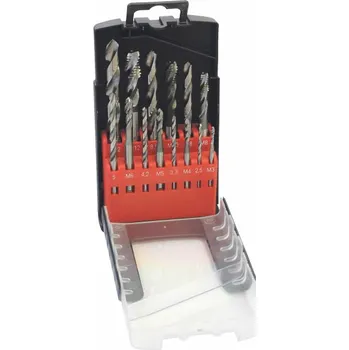 Vrták NÁSTROJE CZ Sada vrt.a záv.14dílů,M3-M12 DIN338RNHSS,DIN371(174)aDIN376(184) šroubová drážka HSSCo5