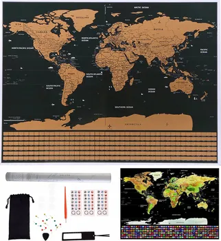 Plakát ISO Velká stírací mapa světa s vlajkami 82 x 59 cm