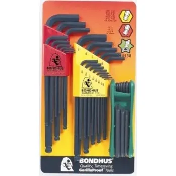 Klíč BONDHUS Imbus sady vícedílné balení metrické/palcové/torx (sada s kuličkou a Gorilla Grip) BLF30T