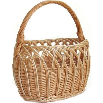 Proutěný koš Ažur střední (Střední proutěný koš Ažur se zdobenou uzavírkou vhodný na nákup i velikonoce)