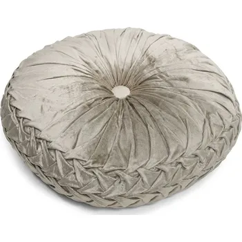 Dekorativní polštářek Béžový sametový kulatý polštář Smock - Ø 40*15cm