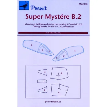 Plastikový model Peewit 1/72 Canopy mask Super Mystere B.2 (AZMO)