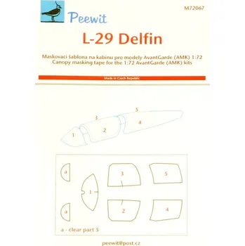 Plastikový model Peewit 1/72 Canopy mask L-29 Delfin (AMK)