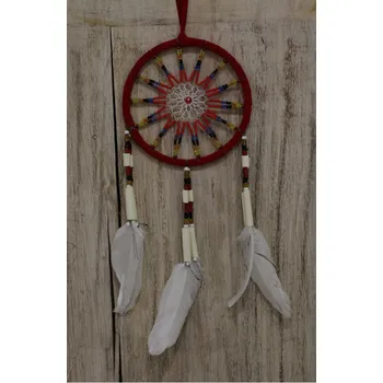 Lapač snů Lapač snů č.68 červený, délka 37cm průměr 11cm