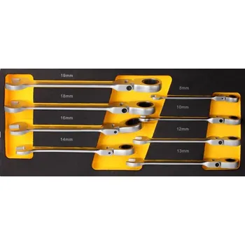 Klíč Očkoploché ráčnové klíče s kloubem - 8 ks v pěně