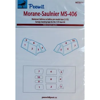 Plastikový model Peewit 1/72 Canopy mask M.S. 406 (AZUR)