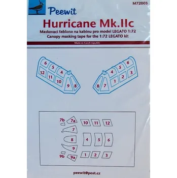 Plastikový model Peewit 1/72 Canopy mask Hurricane Mk.IIc (LEGATO)